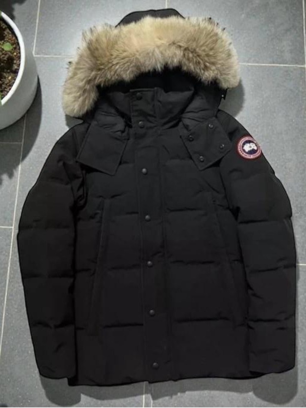 Canada Goose Black Down Puffer Parka with Fur Hood